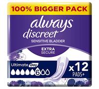 Always Discreet Incontinence Pads Plus Women Ultimate Day x12, Strong Protection You Barely Feel