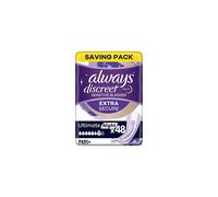 Always Discreet Incontinence Pads Plus Women, Ultimate Night, 48 High Absorbency Pads (12 x 4 Packs), Odour Neutraliser, SAVING PACK, for Sensiti