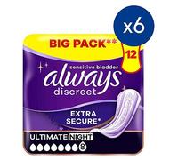 Always Discreet Incontinence Pads Plus Women Ultimate Night X12 Bundle