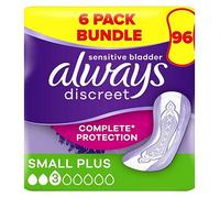 Always Discreet Incontinence Pads Small Plus - 96 pads (6 pack bundle)