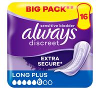 Always Discreet Incontinence Pads Women Long Plus 16 Count, Incontinence Products