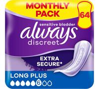 Always Discreet Incontinence Pads Women Long Plus 64 64 Count (Pack of 1)
