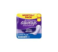 Always Discreet Incontinence Pads Women Long Plus 64 Count, Extra Secure & Discreet
