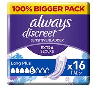 Always Discreet Incontinence Pads Women, Long Plus, Absorbency 5, 32 Sanitary Towels (16 x 2 Packs), Extra Secure Bladder Leak Protection, Odour Neutraliser