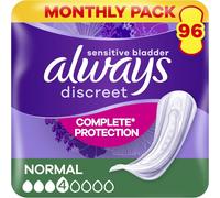 Always Discreet Incontinence Pads Women, Normal, Absorbency 3 or 4, 96 Sanitary