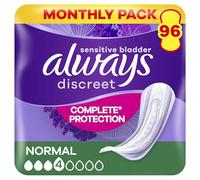 Always Discreet Incontinence Pads Women, Normal, Absorbency 3 or 4, 96 Sanitary Towels (24 x 4 Packs), Complete Protection for Bladder Weakness Pads Women, Odour Neutraliser