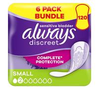 Always Discreet Incontinence Pads Women, Small, 120 Moderate Absorbency Pads (20 x 6 Packs), Odour Neutraliser, Discreet and Flexible, for Sensitive Bladder