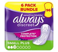 Always Discreet Incontinence Pads Women, Small Plus, 96 Moderate Absorbency Pads (16 x 6 Packs), Odour Neutraliser, for Sensitive Bladder