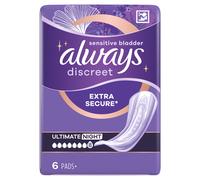 Always Discreet Incontinence Pads Women Ultimate Night 6 Pads
