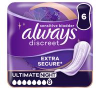Always Discreet Incontinence Pads Women Ultimate Night 6 Pads 6 Pad