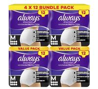 Always Discreet Incontinence Pant Maximum Protection 8 Drops, Size M, 4x12 Counts, with Odour Neutralising Technology