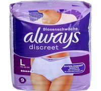 Always Discreet Incontinence Panties Plus for Women, L, 9 Panties, Prevents Leaks and Odours, Comfortable and Hardly Noticeable