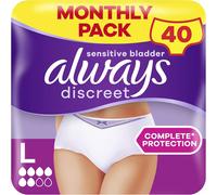 Always Discreet Incontinence Pants Women Large, UK Size 16-22, L (40 Count)