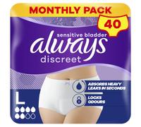 Always Discreet Incontinence Pants Women Large, UK Size 16-22, White, Absorbency