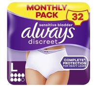 Always Discreet Incontinence Pants Women Large, UK Size 16-22, White, Pack of 32