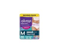 Always Discreet Incontinence Pants Women, Medium, Normal, 48 Pants (12 x 4 Packs), Odour Neutraliser, SAVING PACK, Dress Size 10-16, for Sensiti