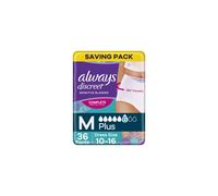 Always Discreet Incontinence Pants Women, Medium, Plus, 36 Pants (9 x 4 Packs), Odour Neutraliser, SAVING PACK, Dress Size 10-16, For Sensitive