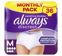Always Discreet Incontinence Pants Women, Medium, UK Size 10-16, White, Absorbency 6, 36 Underwear , Knickers (9 x 4 Packs), Heavy Bladder Leak Protection , Maternity Pants After Birth