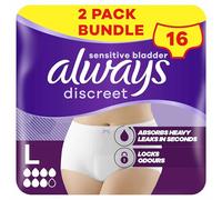 Always Discreet Incontinence Pants Women Plus, L, 2x8 Pants, Locks Leaks & Odors, Comfortable & Barely Noticeable