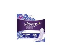 Always Discreet Incontinence & Postpartum Incontinence Pads for Women, Overnight Absorbency, Extra Heavy Long, 45 Count