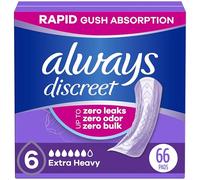 Always Discreet, Incontinence & Postpartum Pads for Women, Extra Heavy Overnight Absorbency, Regular Length, 33 Count x 2 Packs (66 Count Total)