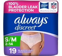 Always Discreet, Incontinence Underwear for Women, Maximum Classic Cut, Small/Medium, 19 Count