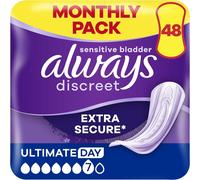 Always Discreet Incontinence Women Pads, Heavy Absorbency, Ultimate Night, 48 Ct