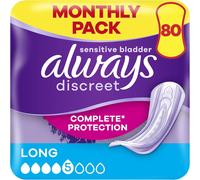 Always Discreet IncontinenceWomen Pads, Moderate Heavy, Long Pads, 80 Count
