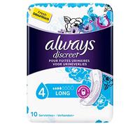 Always Discreet Long Pads for Incontinence and Bladder Control, Pack of 10 Pieces