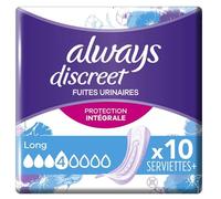 Always Discreet Long Pads for Incontinence and Bladder Control, Pack of 10 Pieces