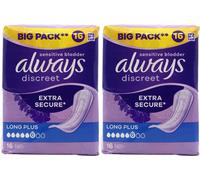 Always Discreet Incontinence Pads Women Long Plus 16 Count, Incontinence Products
