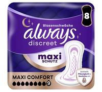 Always Discreet Maxi Comfort Day and Night Incontinence Pads for Women, Absorbency 9, Pack of 8, Extra Safe for Bladder Weakness, Odour Control