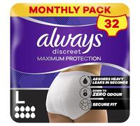 Always Discreet Maximum Protection Incontinence Pants | Secure, Curve-Hugging Fit | Size Large (UK 16-24), 32 Count (4 Packs of 8)