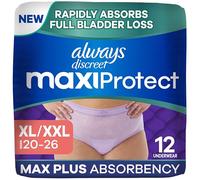 Always Discreet MaxiProtect, Reimagined Adult Diapers for Women, Maximum Plus Incontinence Underwear XL/XXL, 12 CT