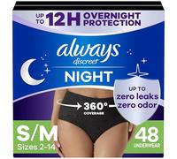 Always Discreet Overnight Adult Incontinence & Postpartum Bladder Leak Underwear for Women, Disposable, Small/Medium, 48 Count (3 Packs of 16)