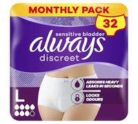 Always Discreet Incontinence Pants Women Large, UK Size 16-22, White, Absorbency 7, 32 Underwear , Disposable Maternity Knickers (8 x 4 Packs), Heavy Bladder Leak Protection , Maternity Postpartum