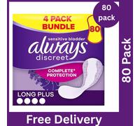 Always Discreet Plus Incontinence Liners for Sensitive Bladder - Pack of 80