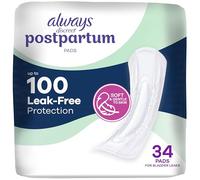 Always Discreet Postpartum and Adult Incontinence Pads for Women, Maximum Absorbency, Postpartum Pads, Up to 100% Bladder Leak Protection, 34 CT