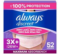 Always Discreet Reimagined Adult Diapers for Women, Maximum Absorbency Incontinence and Postpartum Underwear Size 3X+, Up to 100% Leak Free Bladder Leak Protection, 52 Count
