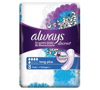 Always Discreet Sensitive Bladder Incontinence Pads Long Plus Pad Thin Pack of 8