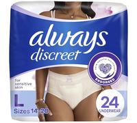 Always Discreet Sensitive, Incontinence & Postpartum Underwear for Women, Maximum Plus Protection, Large, 24 Count