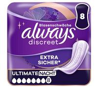 Always Discreet Ultimate Night Incontinence Pads for Women, Pack of 8