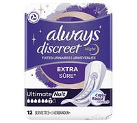 Always Discreet Women's Ultimate Night Incontinence Pads 12 Towels Extra Safe and Discreet Protection