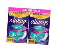 Always Flexistyle Slim Pantyliners - 200 Liners (2 Packs of 100 ) Big Pack Ultra-Thin Breathable Panty Liners Fresh Scent adapts to All Styles