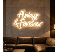 Always & Forever LED Neon Sign for Wall Decor Dimmable USB Powered Wall Decor Sign Romantic Warm White Night Light for Date Restaurant Living Room (D 15.7 in × W 9.4 in)