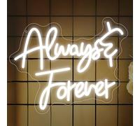 Always Forever Neon Sign Always and Forever Neon Light USB Dimmable Light Up Signs For Wall Wedding Engagement Bedroom Birthday Xmas Party Bar Home Supermarkets Restaurant Living Room 14.96X12.2Inch