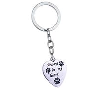 'Always in My Heart' Dog/Cat/Rabbit Pet Paw Prints Memorial Keyring Kechain