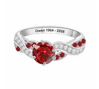 Always In My Heart, Personalized Birthstone Ring, Loss of a Loved One, Round Birthstone Ring Twist Band Rings for Loss of Husband Mom Dad Love