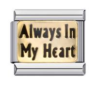 Always In My Heart Silver Italian 9mm Link Stainless Steel Bracelet Charm Compatible With Nomination 9mm Bracelet