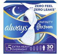Always Infinity Feminine Pads for Women, Flexfoam Pads with Wings, Size 5, Extra
